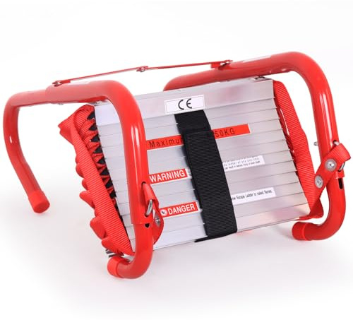 Portable Fire Ladder 2 Story Emergency Escape Ladder 15 Ft with Wide Steps V Center Support