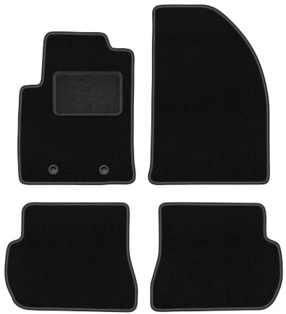 Velours-Fußmatten passend für Ford Fusion 2005-2012, Schwarz, LUX | passend für Schrägheck; Velours-Teppich (Polypropylen), ca. 6,5 mm; rutschfest, ovale Befestigungen (Typ OWAL)