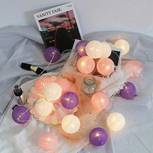 Guirlande lumineuse de Noël à Boules de Coton, DOTBUY Guirlande Lumineuse LED à Piles pour fête, Éclairage de Noël, mariage, décoration de jardin Pour intérieur (Violet,3M/20LED)