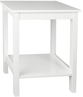 Bedside Table 2 Tier Small Nightstand wood White Mat Painted Sturdy Durable Sleek and Minimalist design Compact Ideal For Small Storage Traditional Home Furniture