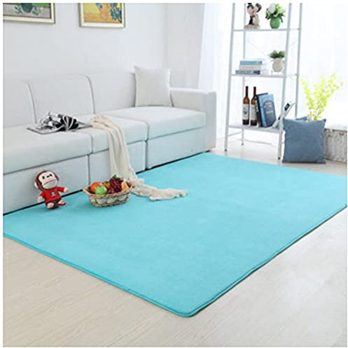 DAIHAN Teppich Fellteppich Kunstfell Plüsch Bettvorleger Shaggy Kurzflor Teppich Wohnzimmer Kinderzimmer, Schlafzimmer, Dekorativer Teppiche rutschfest,Blau1,80x120CM