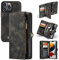 caseme Leather Flip Wallet Case for iPhone 13 Pro Max,Detachable Back Magnetic Closure 2-in-1 Shockproof Zipper Purse Cover with Card Slots (13 Pro Max, Black)
