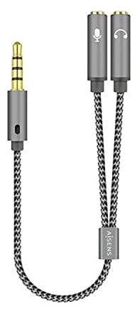 Aisens Adaptador audio Jack 3.5 4pines Macho a 2xjack 3.5 3pines Hembra 0.25m gris