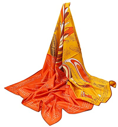 LumiSyne Seidenschal Damen Quadratischer Schal Retro Künstlerisch Pferd Gedruckte Leicht Schal Dekorativer Halstuch Kopfbedeckung Vierecktuch Multifunktionales Kopftuch