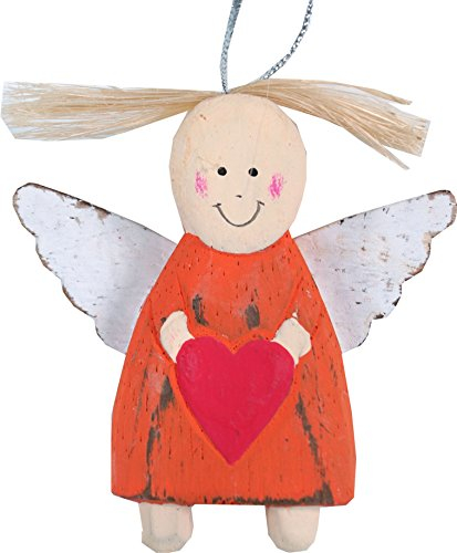 GURU SHOP Schutzengel, Weihnachtsengel, Christbaumschmuck - Orange, 7x6x0 cm