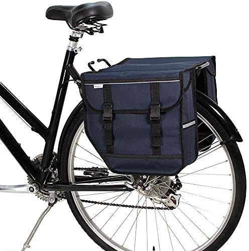 BikyBag Model M – Doppelte Fahrradtaschen für Gepäckträger (Dunkelblau)