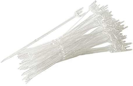 JIHUOO 80 Pcs Clear Plastic Floral Picks Straight Head Flower Picks Transparent Gift Card Holder Forks for Floral Arrangement