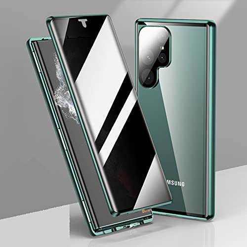 CeeEee Anti-Spy Case für Samsung S22 Ultra Hülle 5G Ultra Dünn Magnetische Cover mit Dual Gehärtetem Glas Clear Case für Galaxy S22 Ultra - Grün
