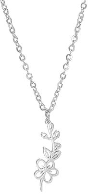 kkjoy Edelstahl Geburtsmonat Blume Halskette 12 Monate Geburtstag Blume Anhänger Halskette Beste Freund Halskette Schmuck für Frauen Mädchen