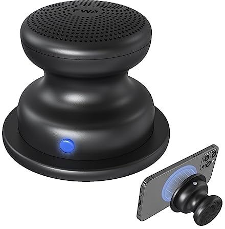 EWA A117 Small Bluetooth Speaker Wireless with Magnetic Base, Powerful and Waterproof, Easy to Attach to Metal Surface, Compatible with iPhone 14/13/12, Portable Mini Speaker for home or outdoor-Black