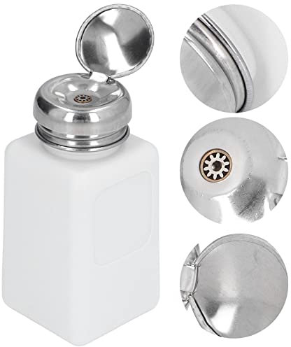 200ML Press Type, Esd Safe Anti Static Square Push Down Pump Solvent Dispenser Polyethylene Ldpe Dispensing Bottle Esd Bottle with Stainless Steel Lid White (White)