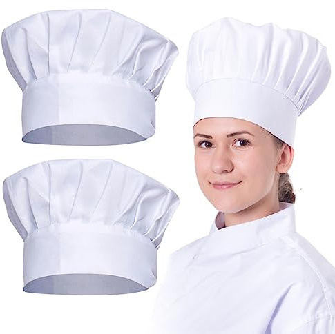 XPEX Paquete de 2 Gorros de Chef de Algodón, Elásticos Ajustables, Unisex para Restaurantes, Bares, Cafeterías y Más