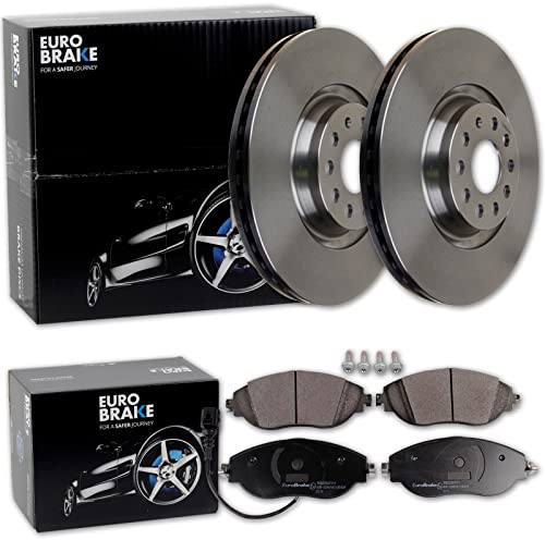 Eurobrake Bremsscheiben + Beläge vorne | 58152047141 + 55022247111 passend für Golf 7 Gti Octavia Rs Leon S3