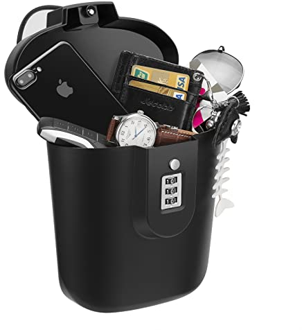 Boîte de verrouillage antivol portable, sac de sécurité portable, coffre-fort de voyage et de plage avec chiffres, pour garder vos objets de valeur temporairement en sécurité (noir)