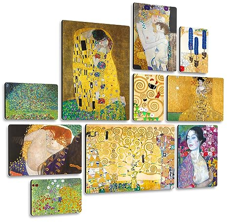 Giallobus - Satz von 10 mehrteiligen Gemälden - Gustav Klimt - Klimt 1 - MDF-Holz - - 2 x 42x29,7cm - 4 x 29,7x21cm - 4 x 21x14,85cm - - Fertig zum Aufhängen – Gemälde