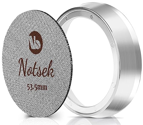 NOTSEK Sage Dosing Funnel 54mm mit Puck Screen, Edelstahl Kaffee Dosierring mit 8 Magnete, 1.7mm Dicke 150μm Puck Sieb mit Acryl Aufbewahrungsbox, Dosing Funnel für 54mm Barista Zubehör
