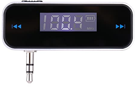 Transmisor FM Universal de 3,5 Mm en el Automóvil, Pantalla LCD Retroiluminada Conector de Auriculares de 3,5 Mm Conector de Audio de Sonido Estéreo HiFi para Teléfonos Móviles y