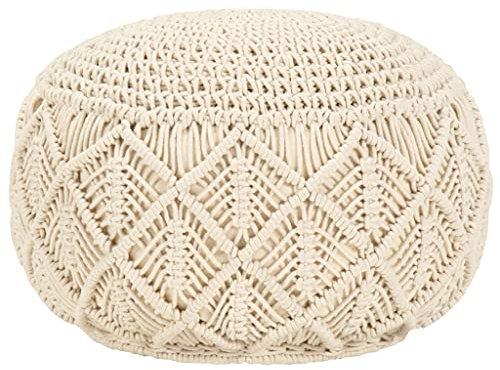 CIADAZ Makramee Sitzpuff, Pouf, Pouf Sitzkissen, Ottoman Puff, Sitzhocker, Handgefertigt 45 x 30 cm Baumwolle