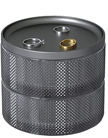 Joyero Caja Joyero Caja Organizadora De Joyas De Cristal Redonda De 2 Capas Con Cubierta De Aleación De Metal, Bandeja De Joyería Superponible Para Mujeres O Hombres. Joyeros Mujer Organizador ( Color
