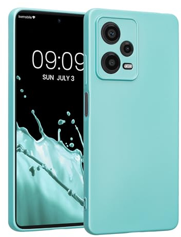 kwmobile Handyhülle für Xiaomi Redmi Note 12 Pro 5G Hülle - weiche Silikon Case metallisch schimmernd - Schutzhülle Cover - Metallic Mintgrün