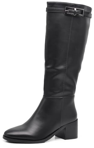 IF Fashion Scarpe da Donna Stivali Alti Con Fibbia Cinghia Tacco Medio XG107 nero N.39