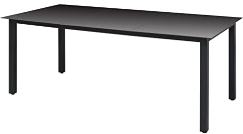 DIGBYS Gartentisch schwarz 190x90x74cm Aluminium und Glas