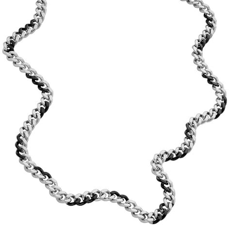 Diesel Collana da uomo in acciaio inossidabile con chiusura a moschettone, Grigio porto