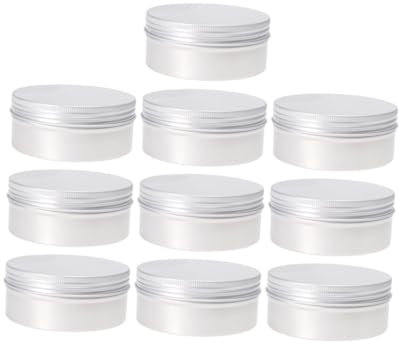 FRCOLOR 10pcs 250ml Reusable Aluminium Cosmetic Cream Jar Round Empty Tin Can Screw Lid for Travel and Home Use