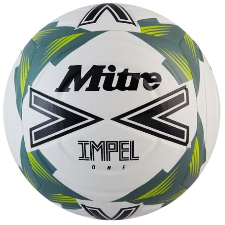 Mitre Impel One Level Trainingsfußball, Weiß/Schwarz/Salbeiblatt, Größe 5