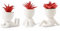 LUNIER Seated Succulent Set (Set of 3) | Porcelain Pots with Small Artificial Plants (Indoor) | Faux Plant for Indoors | Bedroom, Office Desk, Bathroom Plant-Set | Small Fake Plants, Shelf Decorations