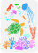 FINGERINSPIRE Meereslebewesen Malerei Große Schablone 21x29.7 cm PET Schildkröte Qualle Seepferdchen Wasserpflanze Sprühschablone Seestern Fisch Algen Koralle Schablone Sommer Ozean Thema Wandvorlage