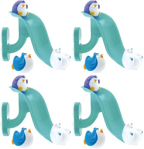 Nuby Splash 'N Slide Penguin Slide Baby Bath Toy - Early Development | Easy to Assemble | Suitable from 18 Months (Pack of 4)