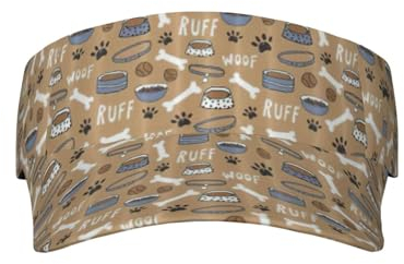 Haunted Mansion Adult Sunscreen Hat, Summer Sunshade with an Open Top Design,Golf Visors for Men,Fishing-Hats, Cute Dog Bone Bowl Woof Paw, One size