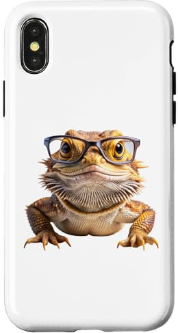 Coque pour iPhone X/XS Dragon barbu pour tenue blanche avec lunettes de soleil ringard