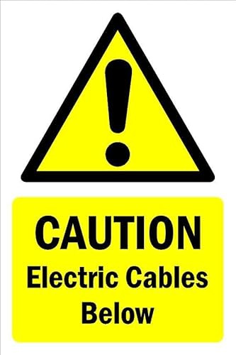 Caution, electric cables below, waning sign - 3mm Aluminium sign (300mm x 200mm)