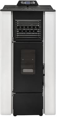 STUFE A PELLET ITALIA San Diego 12 Kw 5 Stelle WiFi - Stufa ad Aria Ventilata Efficienza 91% Scalda 120m² Autonomia 15H Certificata 5 Stelle 5 Velocità e Potenze Programmabile Garanzia 24 Mesi Bianco
