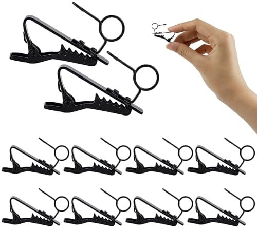 GYOTUU 10pcs, 7.5mm Metal Lapel Microphone Clips, Ring Type Mini Microphone Tie Replacement for Chat, Meeting, Interview, Lectures, and Mic Props