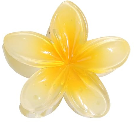Pinza Para El Pelo De Flores Hawaianas - Garra Antideslizante De Sujeción Fuerte Para Mujeres, Amarillo