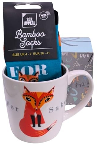 for Fox Sake Tasse & Socken Set für Sie, lustiges Foxy-Geschenkset, Geschenkidee MSISO134F
