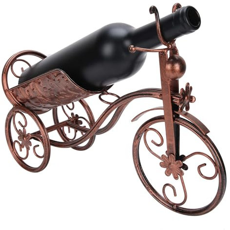 KIUGOP Weinflaschenregal, dekorativer Flaschenhalter in Form von Fahrrädern, Weinflaschenhalter aus Metall für Küche, Esszimmer und Bar,Metallisch