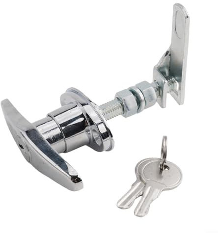 Kit de serrure avec poignée en T avec 2 clés, serrure de porte d'abri de jardin pour remorque, caravane, auvent, en alliage de zinc, serrure de porte de garage, facile à utiliser