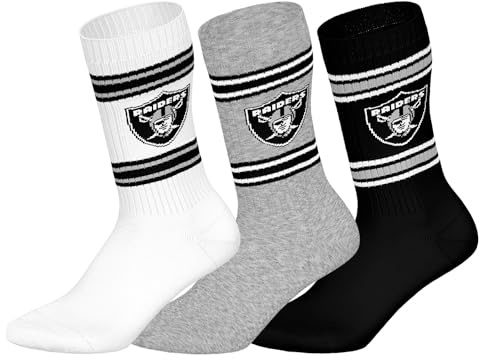 NFL Unisex Team Crew Socken, 3er Pack | Weicher Baumwoll-Mix, gerippter Bund mit Streifen und Logo, atmungsaktiv, pflegeleicht