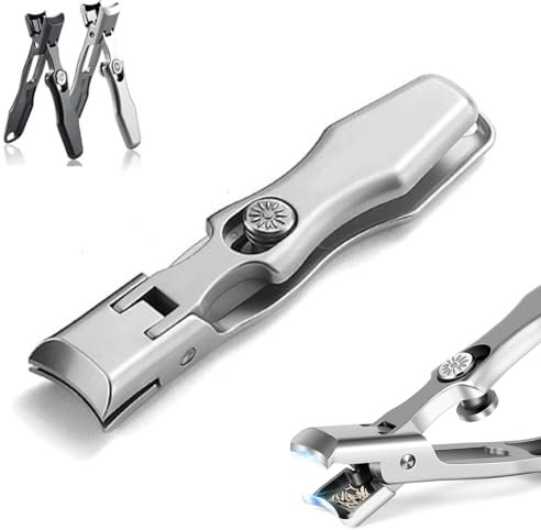 German Nail Clippers for Men Women Seniors, Heavy Duty for Thick Nails, Ultra Sharp with Catcher (Silver)