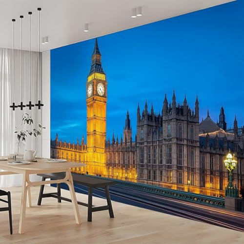 Vlies Fototapete London 3D Effekt 200x140 London Foto Tapete Schlafzimmer Wohnzimmer Moderne XXL Wandtapete Groß Vliestapete Fototapeten Poster Wand Dekoration a.1938