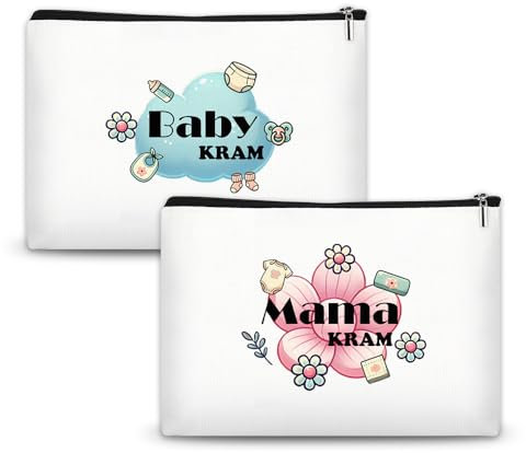 2pcs Ensemble de Cadeau de Maman à Venir, Cadeau de Nouvelle Maman, Cadeau de Bain de bébé pour Maman, Cadeau de Nouveau - né,Sac de Maquillage Mignon pour Les Femmes Enceintes