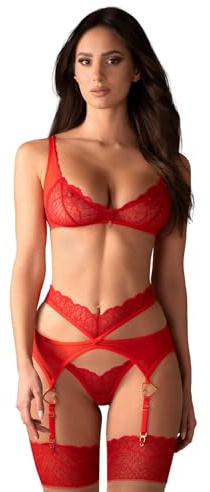 Obsessive Damen Straps-Set Cupide Desir, Rot, S/M
