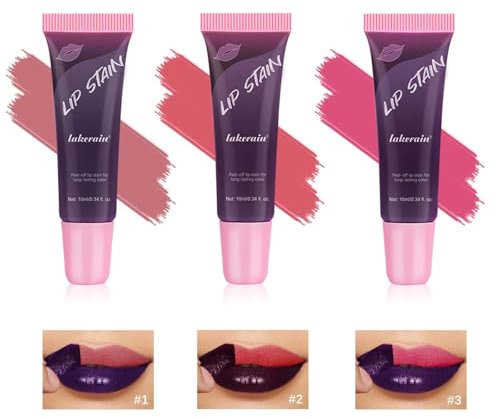 Lip Tint Peel Off Lippenfleck Set,Lip Stain Peel Off,Lip Tattoo Peel Off,Langanhaltend Wasserfest,Übertragungssicher, Hochpigmentiert,Mattes Finish Lippenstifte für Frauen Peel Off