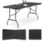 Sekey Buffettisch Klappbar Kunststoff | 180 x 74 x 74 cm Rattan Optik Gartentisch mit Tragegriff | Klapptisch Partytisch für Garten Terrasse und Balkon | Campingtisch 6 Personen (Schwarz)