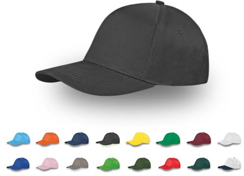 pubblienne 10 Cappellini Personalizzati Logo, Immagine e Testo - Cappello 100% Cotone - Cappello Uomo e Donna Visiera Baseball - Stampa Foto, Gadget Personalizzabili (IT, Testo, Taglia Unica, Nero)