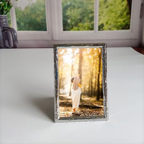 AMDXD Fotorahmen Silber, Tischplatte Posterrahmen Horizontal & Vertikal, Rechteck Bilderrahmen Metall, Fotogröße 20x25 cm